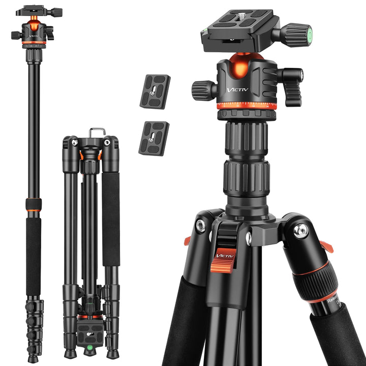 Victiv Kamera Stativ, 198cm Tragbares Reisestativ, 2-in-1 Dreibein Stativ & Einbeinstativ mit 360° P