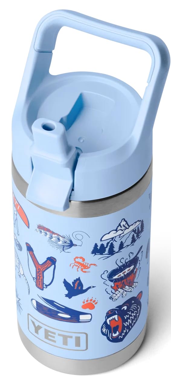 YETI Rambler Jr Kinder Trinkflasche 12 oz (354 ml) Big Sky Summer Camp – Edelstahl Trinkflasche mit