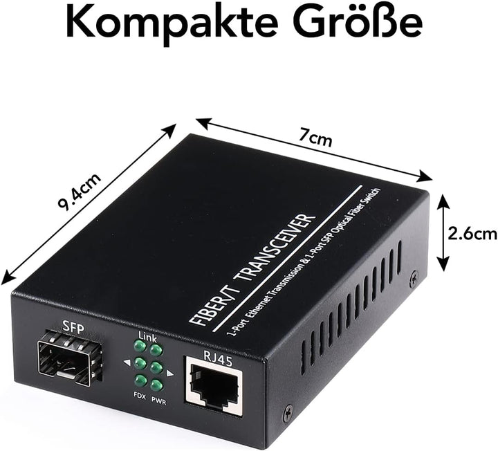 EIN Paar 1,25-G-Gigabit-Ethernet-Glasfaser-Medienkonverter mit SFP LC-Single-Core-Transceiver-Modul,