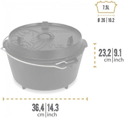 Petromax Feuertopf Starterset ft9 (Dutch Oven mit Standfüssen) inkl. Kohlen + Deckelheber + Schaber