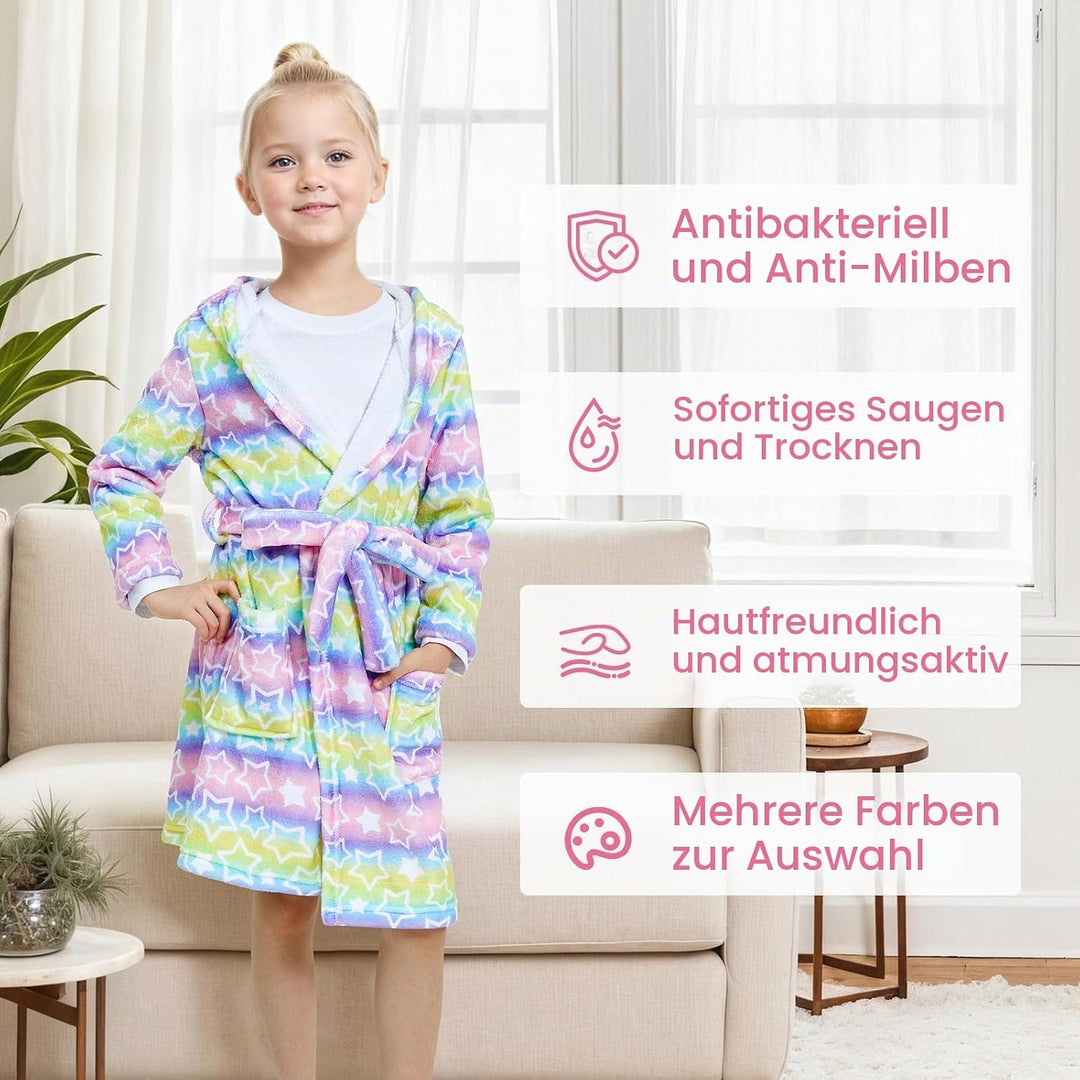 WYTbaby Bademantel Kinder Mädchen Flauschig Fleece bademantel mädchen Lange Ärmel Kinderbademantel m