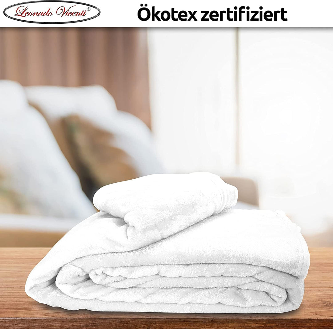 Leonado Vicenti 2er Set Flauschige Kuscheldecke 150x200 cm Fleecedecke Wohnzimmerdecke Sofadecke Tag