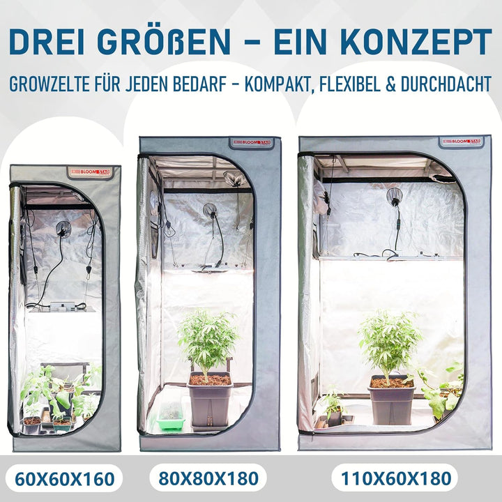 by Crescience Growzelt Box S 60x60x160 cm – Kompaktes Indoor-Zelt mit 1680D Gewebe, reflektierendem