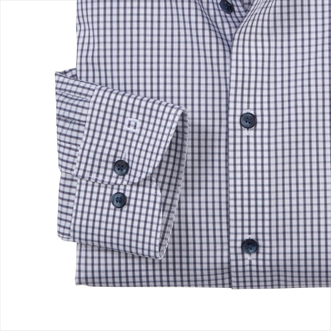 OLYMP Herren Businesshemd Langarm Level Five,Gitter Karo,Body fit,Royal Kent 38 Marine 18, 38 Marine