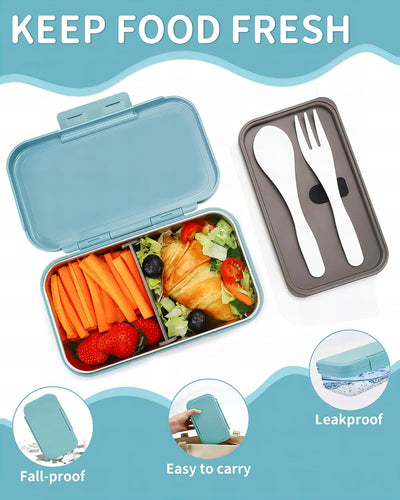 Bugucat Kinder Brotdose Edelstahl Lunchbox 900ML,Auslaufsicher Lunchbox Kinder Brotdose mit Trennwän