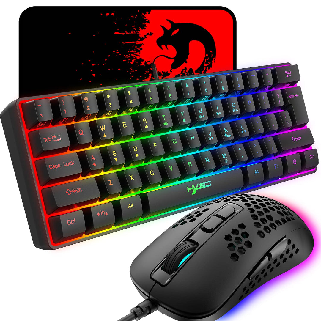 KUIYN 60% kabelgebundene kompakte Gaming-Tastatur 61 Tasten 11 Full Key RGB-Hintergrundbeleuchtungse