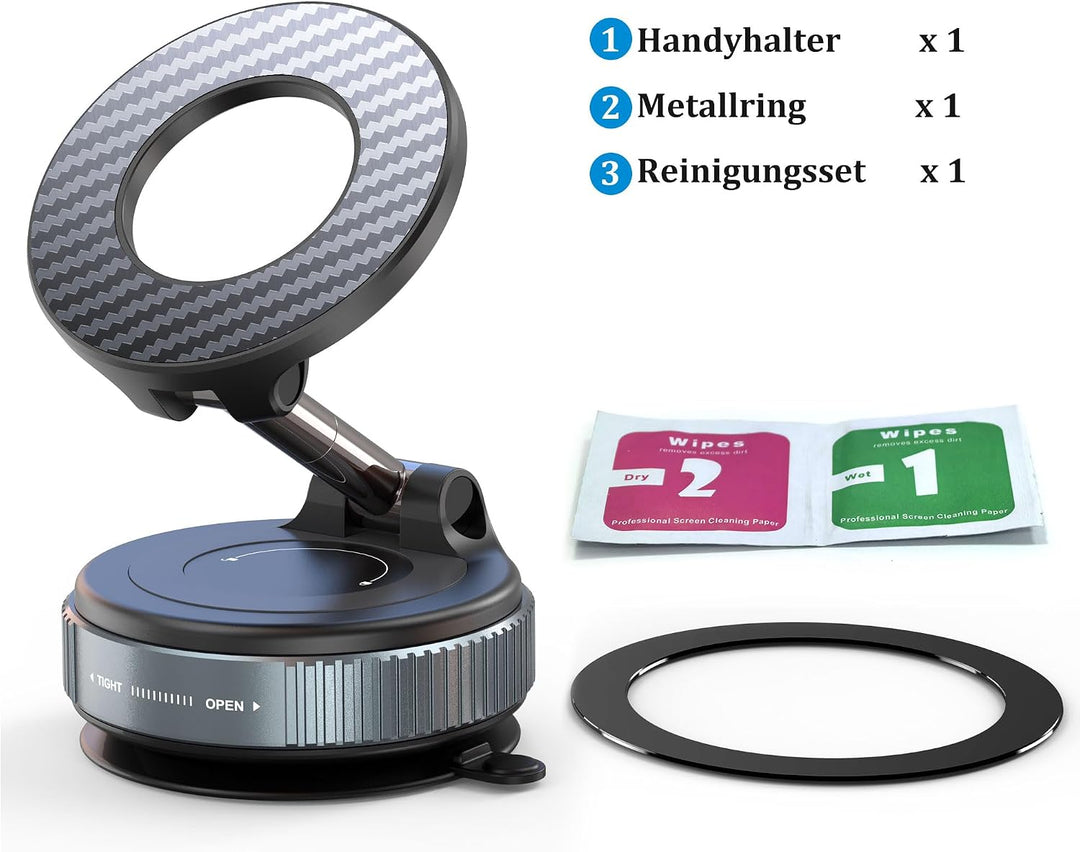 PlusAcc Vakuum Magnetischer Handyhalter fürs Auto, Saugnapf Nano Gel Handyhalter für Magsafe, 360° d