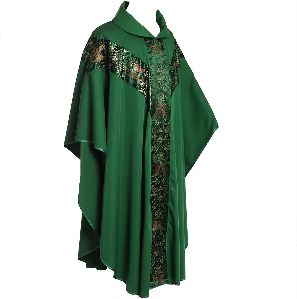 BLESSUME Priester Celebrant Messgewand katholisch Kirche Vater Masse Robe Stickerei Grün Einheitsgrö