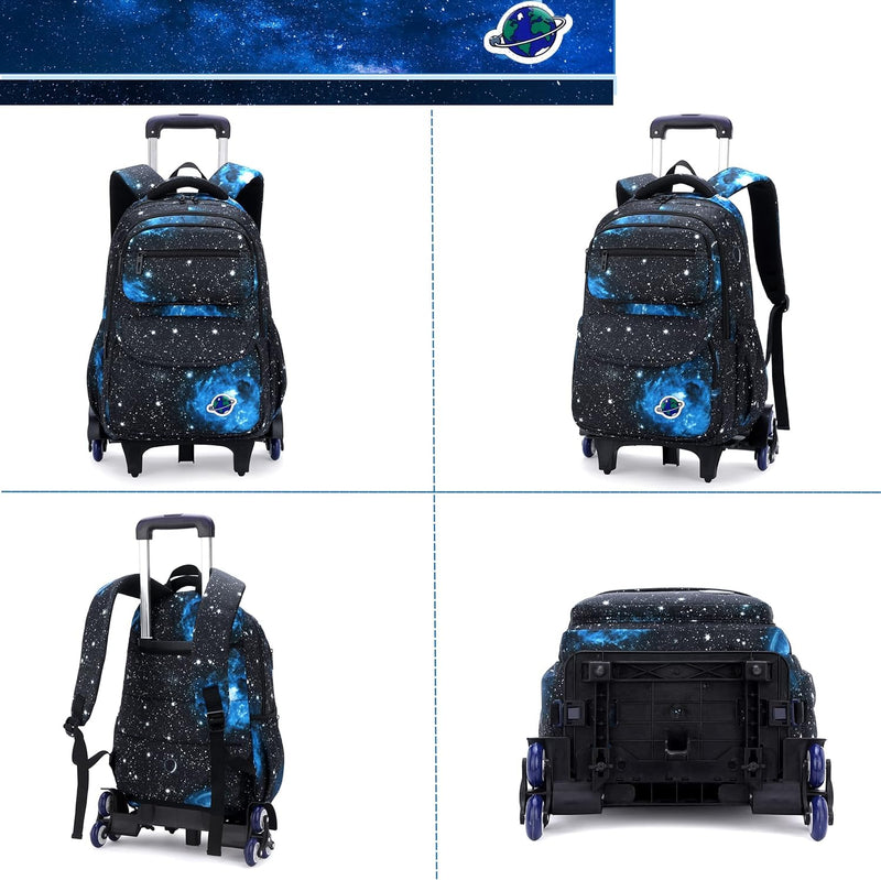 HTgroce Trolley Rucksack Jungen Schulranzen mit Rollen für Mädchen Rucksack Schultasche mit Rollen,T