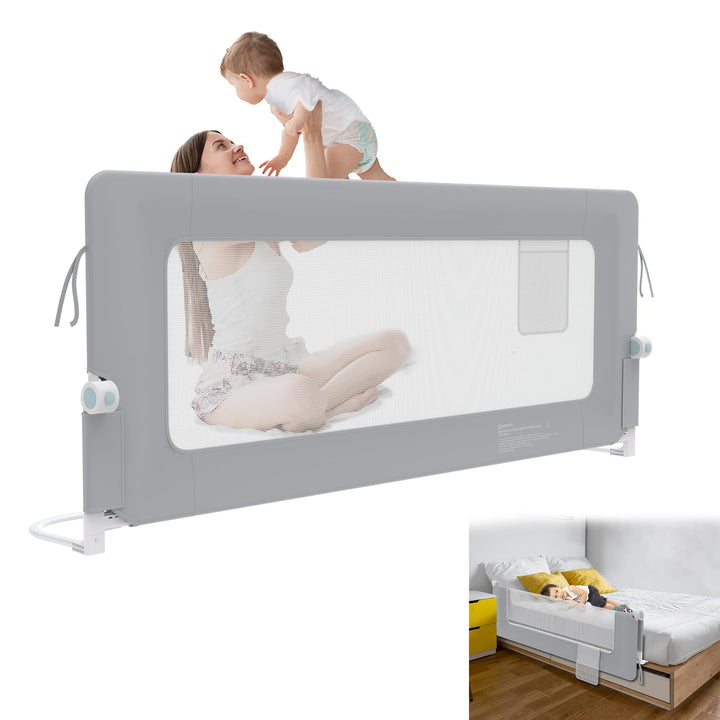 YRHome 180cm Bettgitter Rausfallschutz klappbar 180 Grad drehbar Bettschutzgitter für Kleinkinder lu