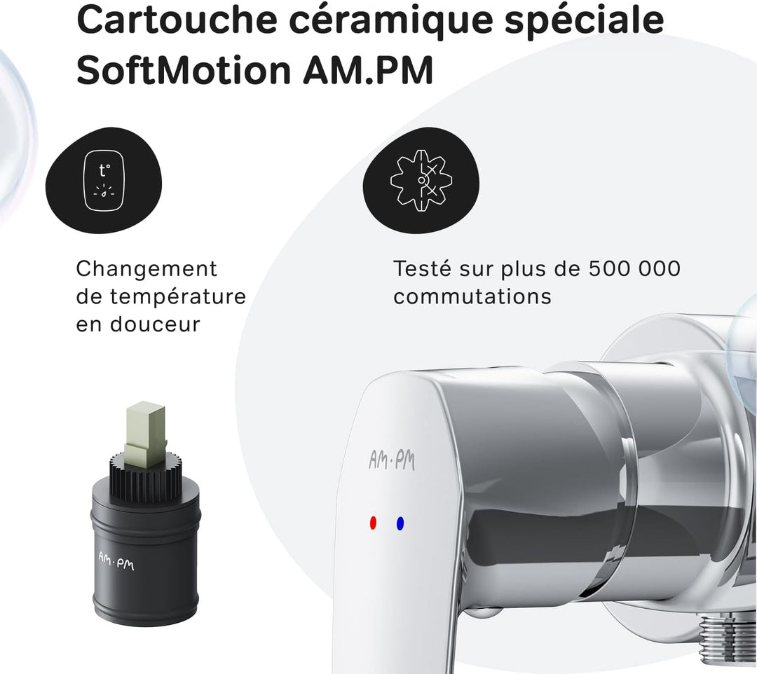 AM.PM GEM FGA20000 Duscharmatur mit Einhebelmischer | SoftMotion Keramikkartusche, Neoperl Aerator |