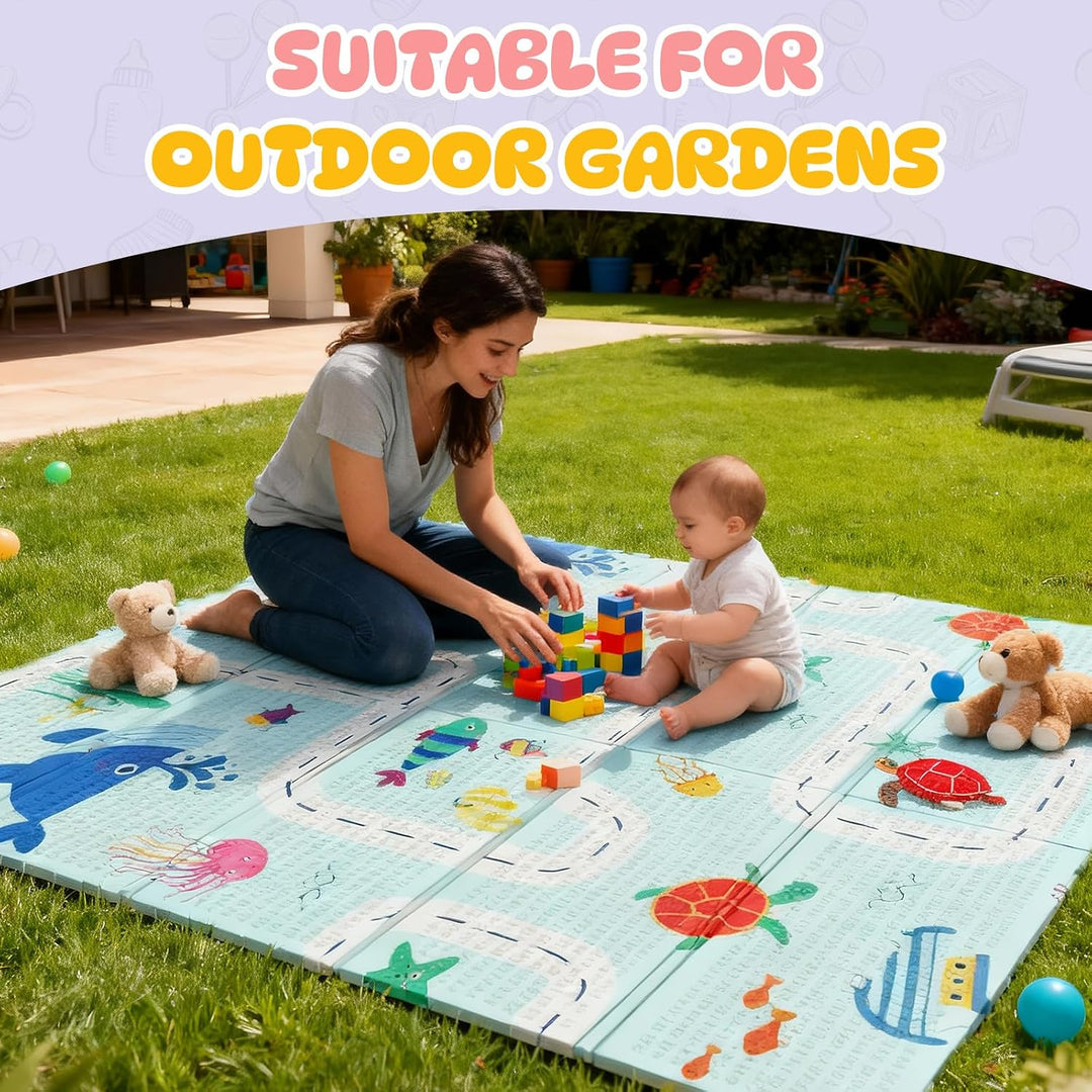 Huracan Premium Spielmatte Baby, Krabbelmatte Kinder 180x120cm, EXTRA DICK 10mm Beidseitig Babymatte