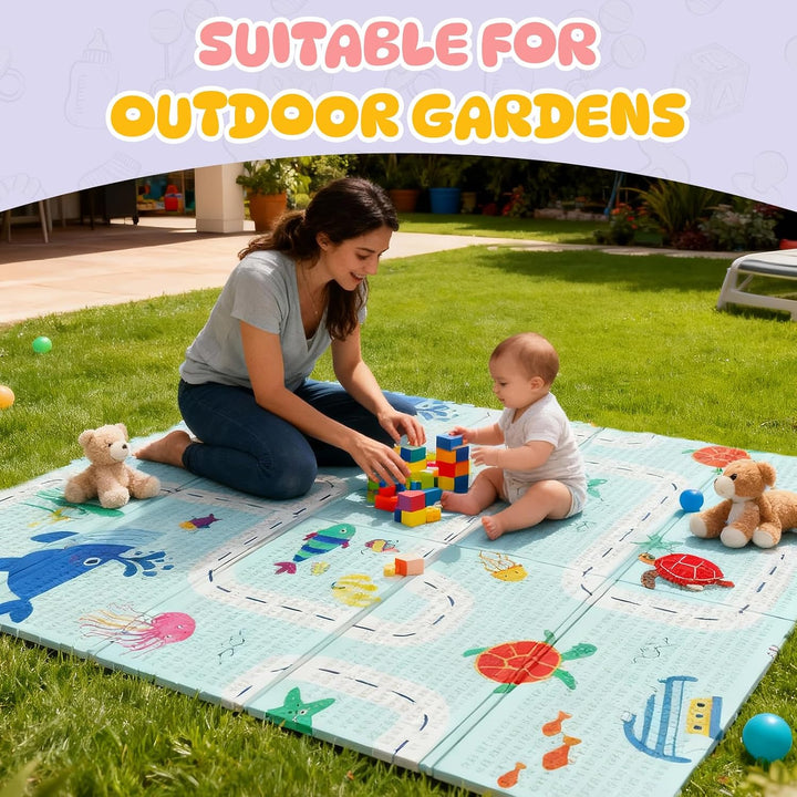 Huracan Premium Spielmatte Baby, Krabbelmatte Kinder 180x120cm, EXTRA DICK 10mm Beidseitig Babymatte