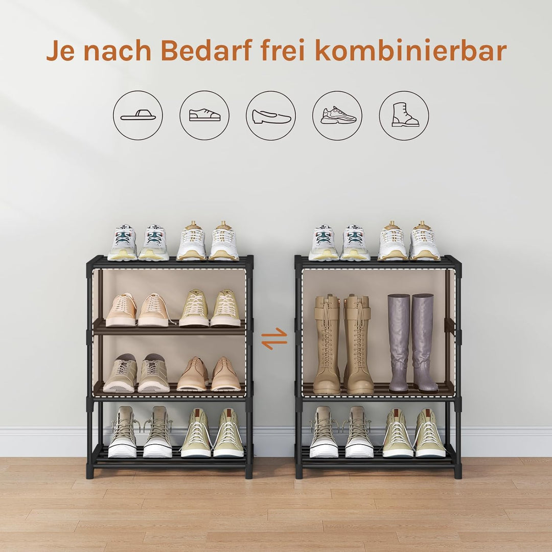 WOLTU Schuhregal schmal 4 Ebenen, Schuhorganizer Schuhaufbewahrung platzsparend, offener Schuhschran