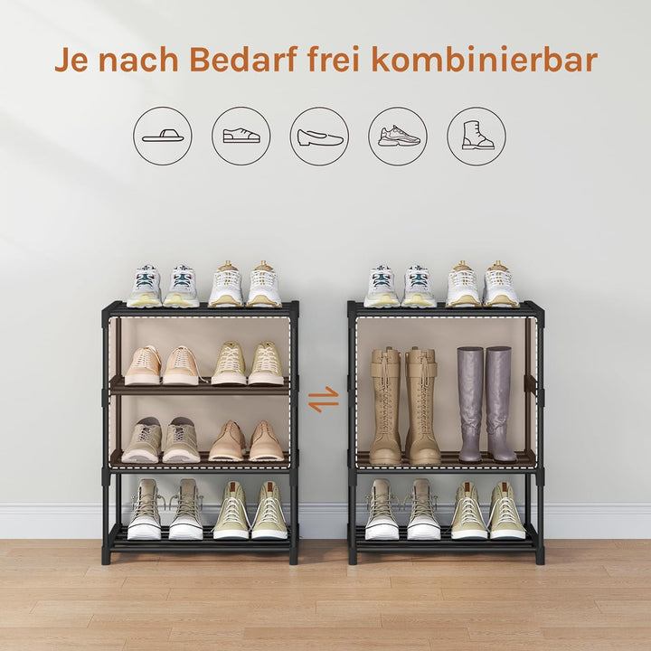 WOLTU Schuhregal schmal 4 Ebenen, Schuhorganizer Schuhaufbewahrung platzsparend, offener Schuhschran