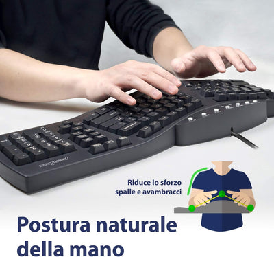 Perixx PERIBOARD-512 Ergonomische Split-Tastatur, USB, unterteiltes Design, mit 7 Multimedia-Tasten