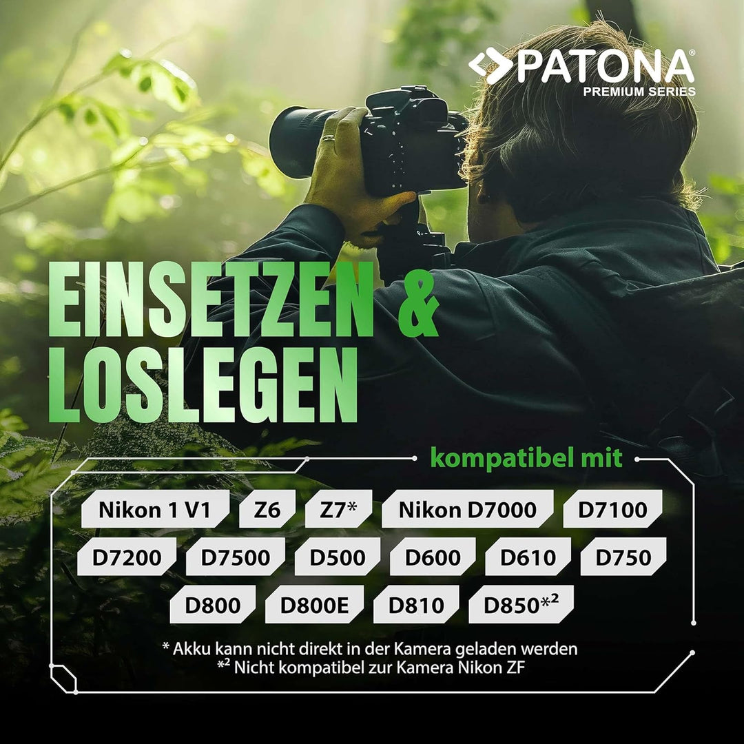 PATONA Premium Akku EN-EL15b 2400mAh Ersatz für Nikon EN EL15 ENEL15b Kompatibel mit Nikon 1 V1 Z6 Z