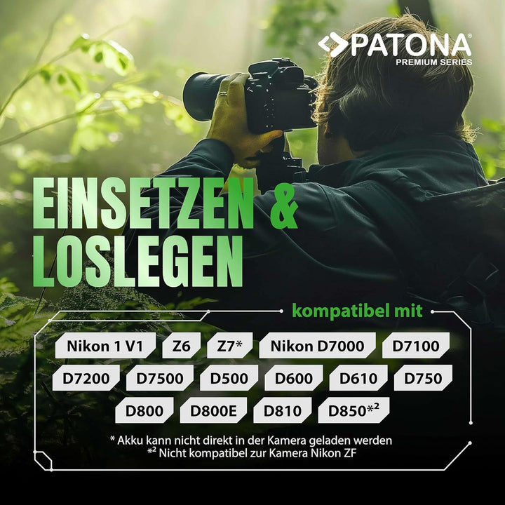 PATONA Premium Akku EN-EL15b 2400mAh Ersatz für Nikon EN EL15 ENEL15b Kompatibel mit Nikon 1 V1 Z6 Z