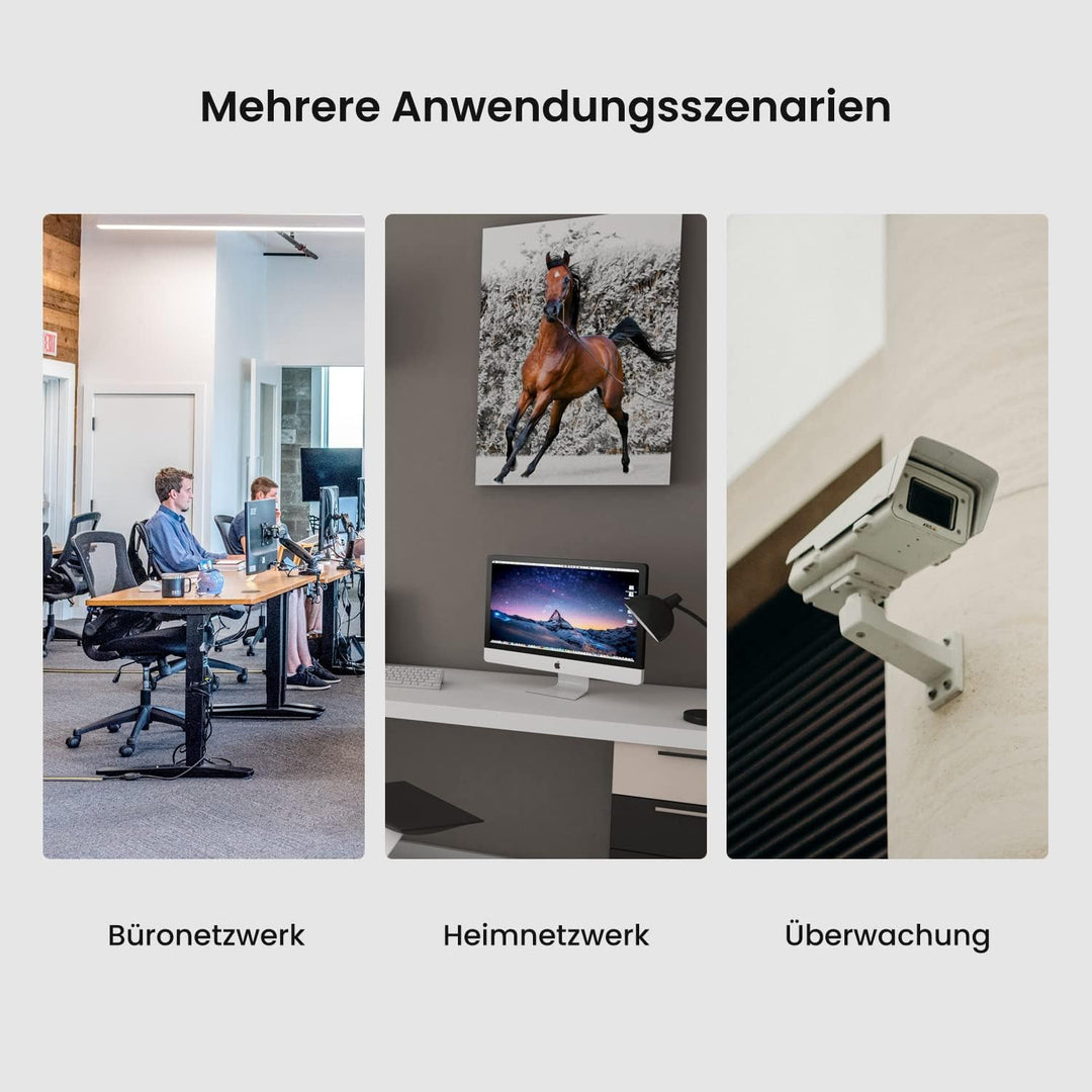 Tenda Gigabit PoE Switch 5 Ports mit 4 PoE+ Ports & 1 Uplink-Port (58W, VLAN, IEEE-802.3af/at PoE, l