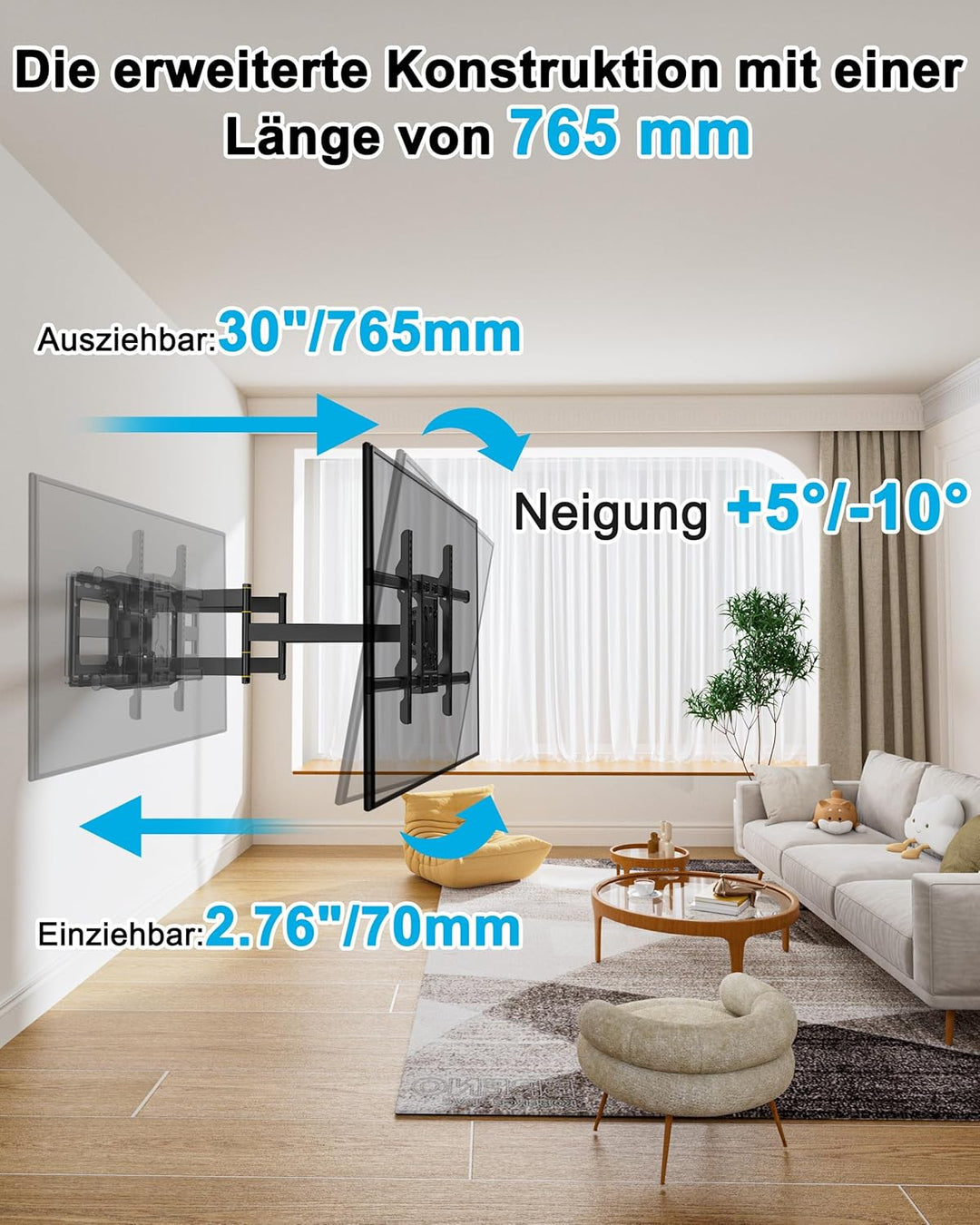 FORGING Mount TV Wandhalterung Halterung mit 6 Starker Arme Schwenkbare Neigbare Vollbewegung Doppel