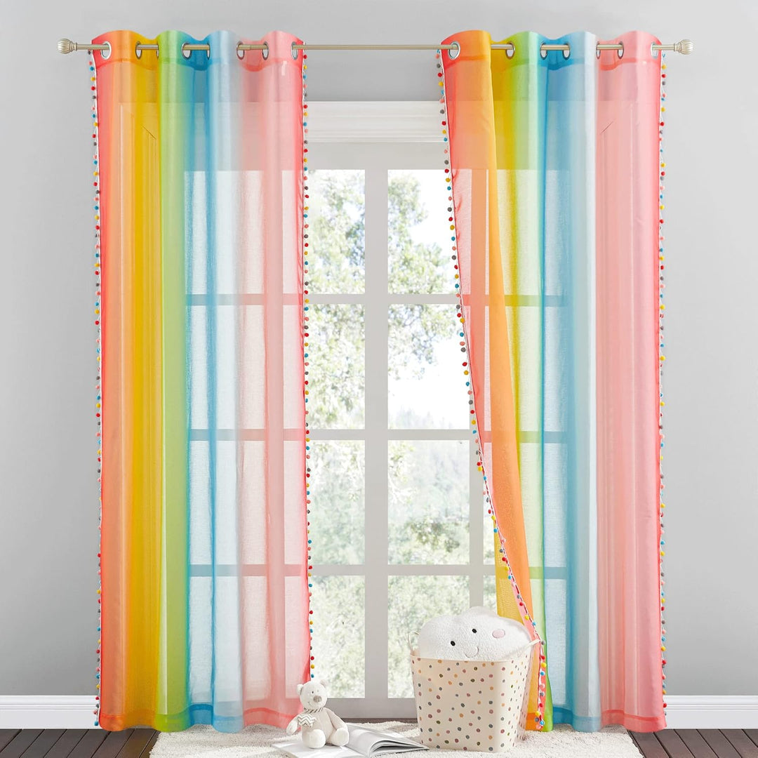 NICETOWN Kinderzimmer Gardinen Transparent Ösenschal 2er Set H 220 x B 140 cm Leinenoptik Vorhänge m