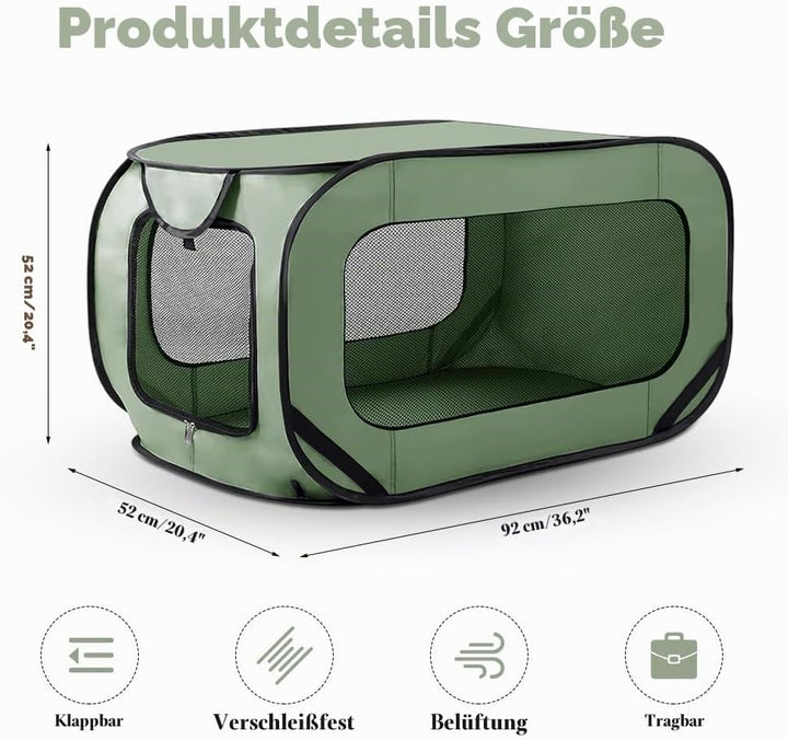 Faltbare Hundebox Auto, Transportbox Hund &amp; Katze bis 29.5 kg (94x53x53 cm), Robuste Hundetransportb