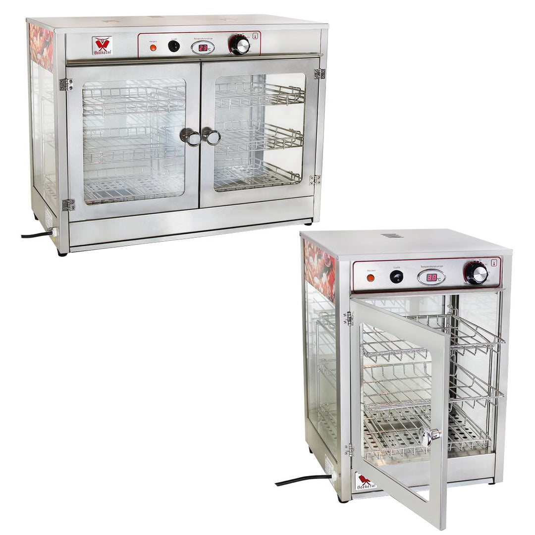 Beeketal 'BHT-1' Profi Gastro Heisse Theke Warmhaltevitrine aus Edelstahl mit Beleuchtung, Krümelsch