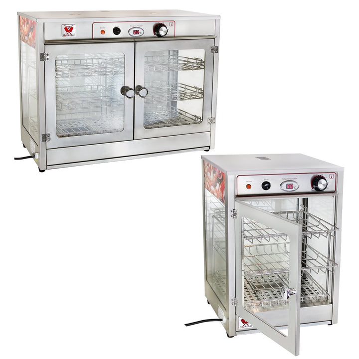 Beeketal 'BHT-2' Profi Gastro Heisse Theke Warmhaltevitrine aus Edelstahl mit Beleuchtung, Krümelsch