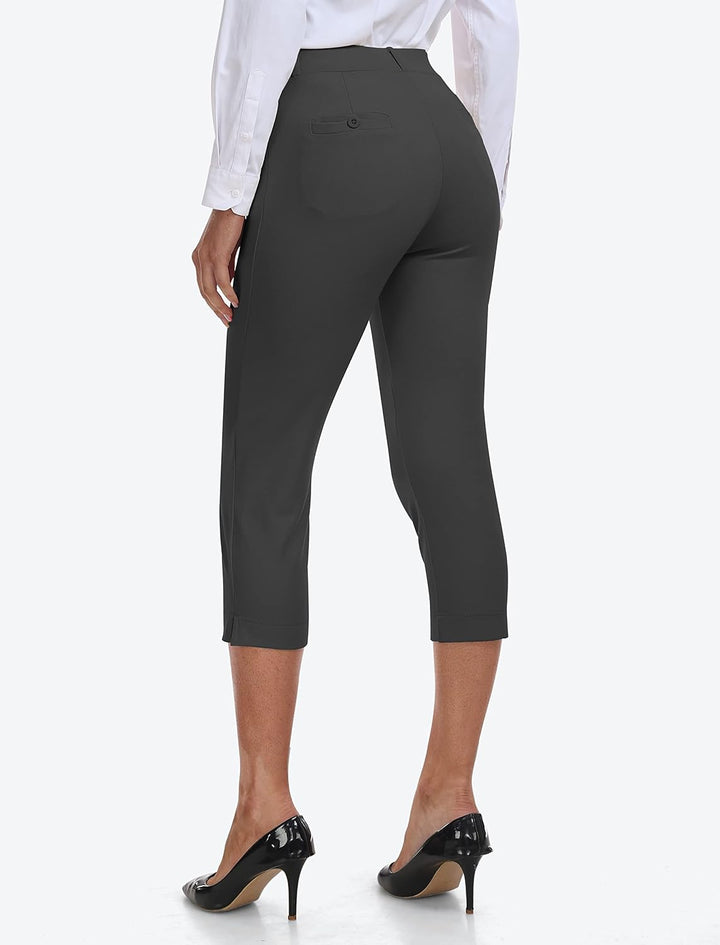 AjezMax Damen Golfhosen Capri Business Hose Elegante Golf Hosen Atmungsaktiv Yoga Büro Anzughosen El