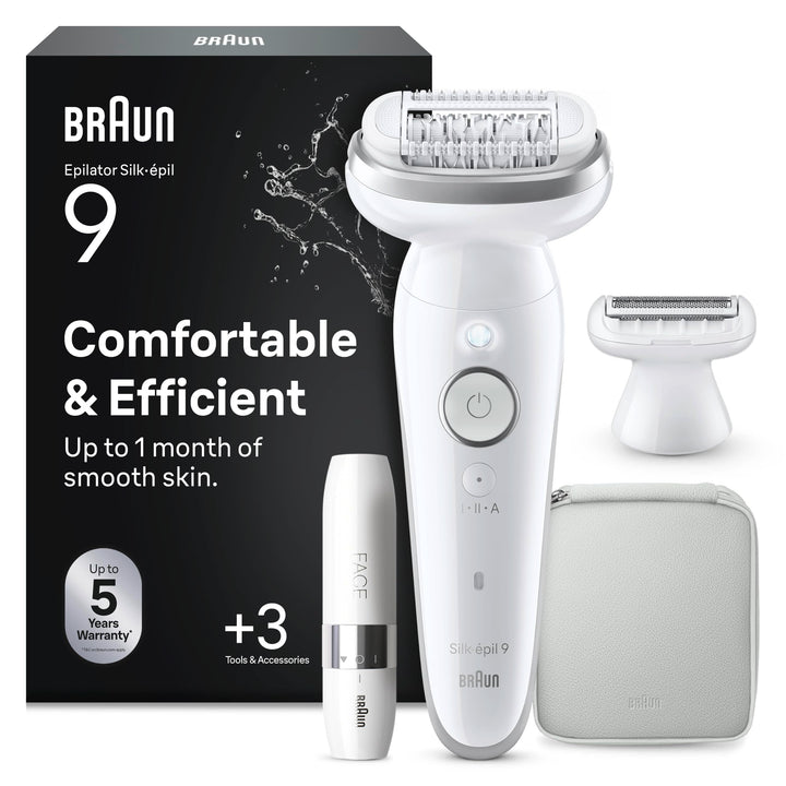 Braun Silk-épil 9, Epilierer Damen / Haarentferner für langanhaltende Haarentfernung, Ladyshaver, Fa