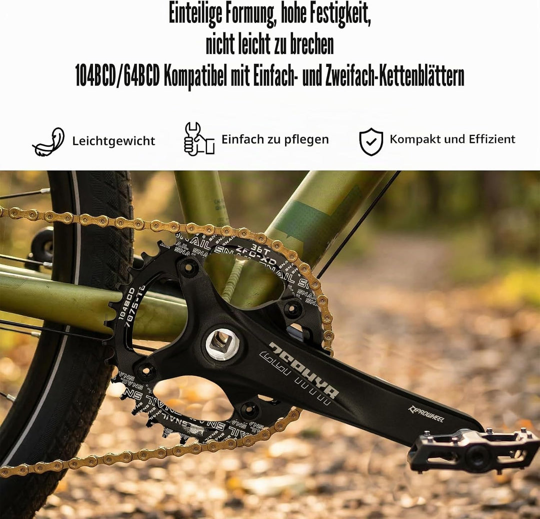 splumzer 170mm Vierkantkurbel für Mountainbike mit 104 Lochkreis 32/34/36/38T Kettenblatt, Wide Narr