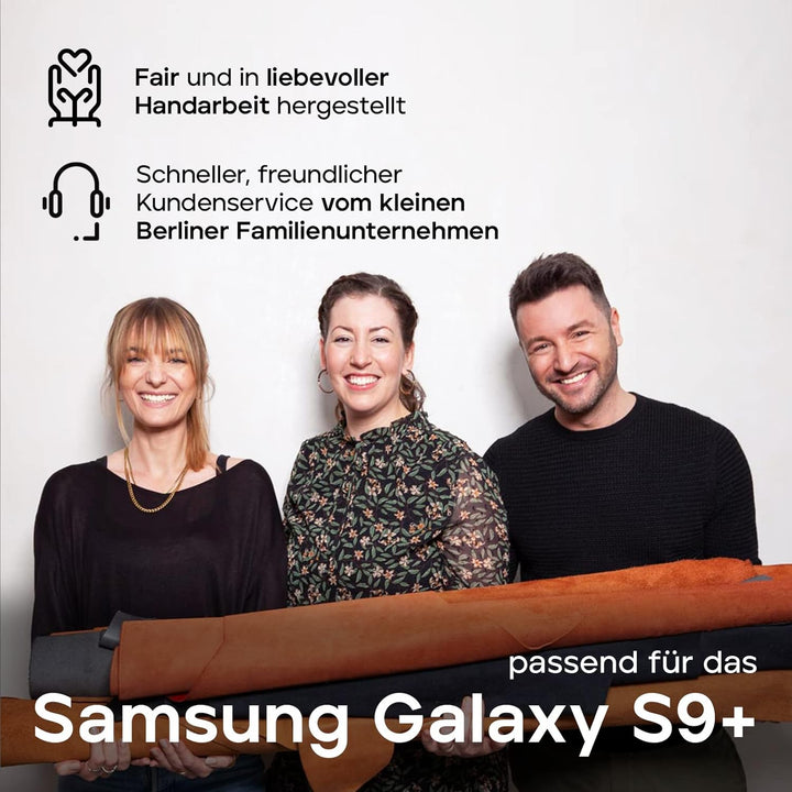 WIIUKA Echt Ledertasche -TRAVEL- für Samsung Galaxy S9+ Plus, mit Kartenfach, extra Dünn, Tasche Sch