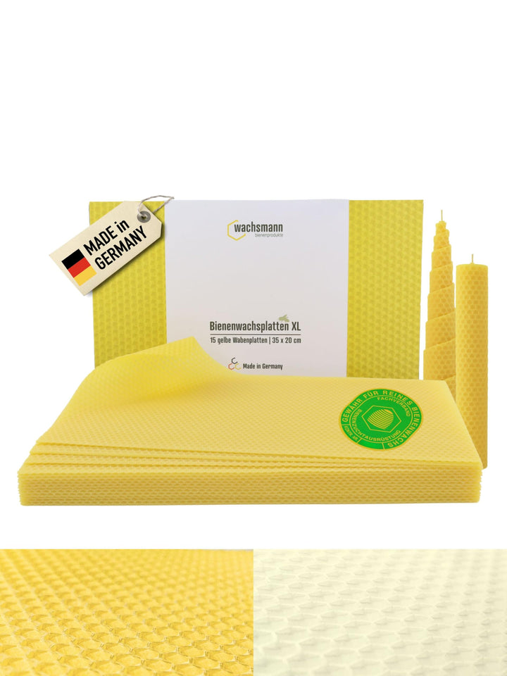 Wachsmann reines Bienenwachs aus Deutschland, lila Flieder, 15 Bienenwachsplatten für Kerzen 35 x 20