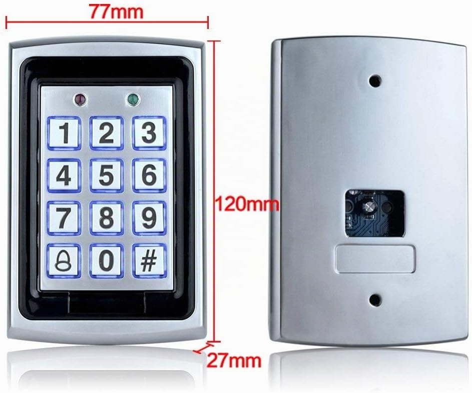 YAVIS Metal Codeschloss Türöffner Access Control Keypad 125 kHz EM Kartenleser + 10 RFID-Keychians +