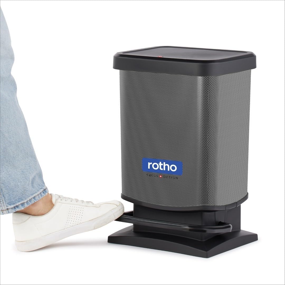 Rotho Paso Mülleimer 20l mit Pedal und Deckel, Kunststoff (PP) BPA-frei, carbonmetallic, 20l (29.3 x