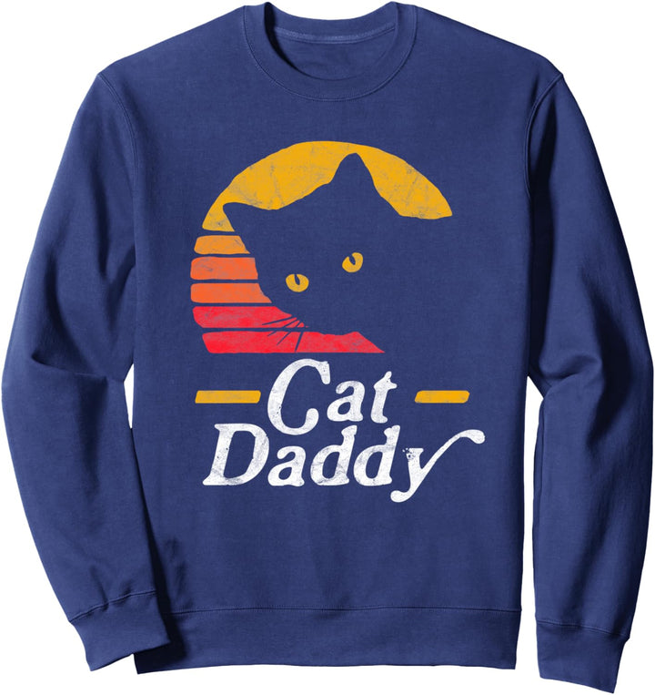 Cat Daddy Vintage Eighties Style Cat Retro Distressed Sweatshirt