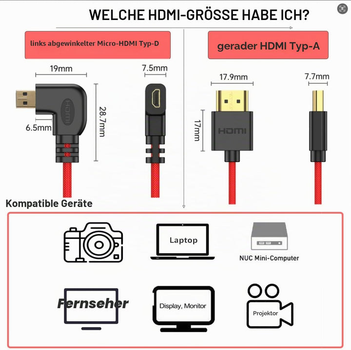 HangTon Micro-HDMI zu HDMI ProRes RAW 4K 8K 60fps blau geflochtener Spiralkabel für Sony ZVE-10 A7C