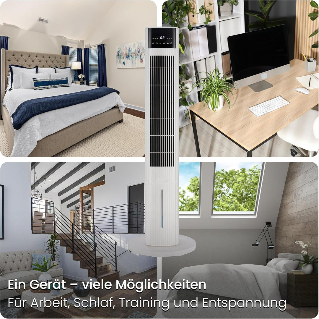 Ventilator mit Wasserkühlung CoolAir, WiFi, 5L, Aromafach, 2x Kühlakkus, 65W, Oszillation, Cooler Fa