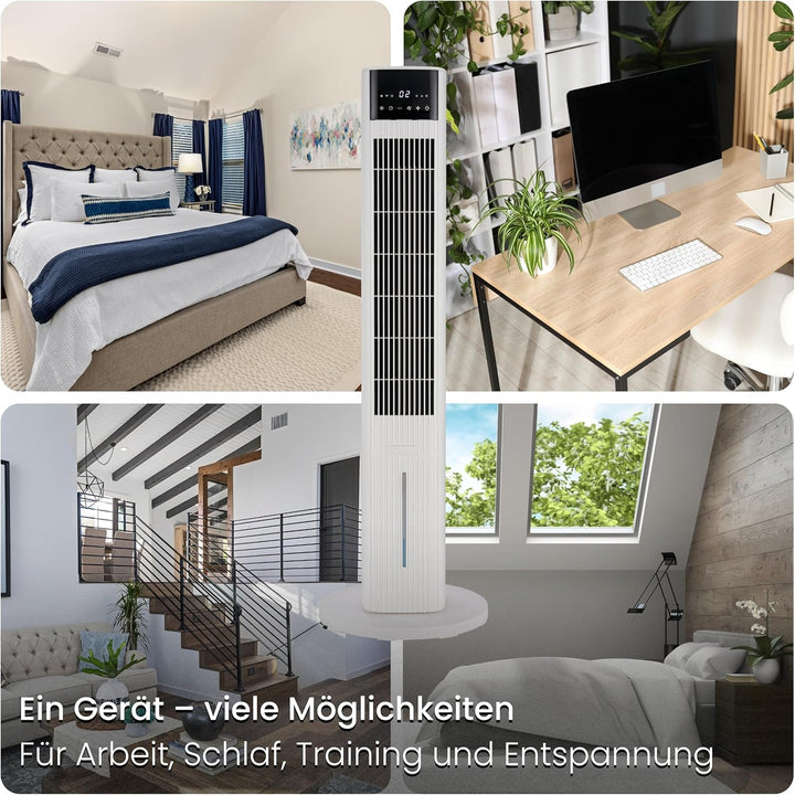 Ventilator mit Wasserkühlung CoolAir, WiFi, 5L, Aromafach, 2x Kühlakkus, 65W, Oszillation, Cooler Fa