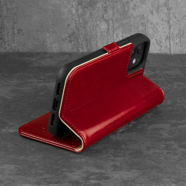 TORRO Hülle kompatibel mit iPhone 12 / iPhone 12 Pro - Echte Lederhülle mit Kartenfächern und horizo
