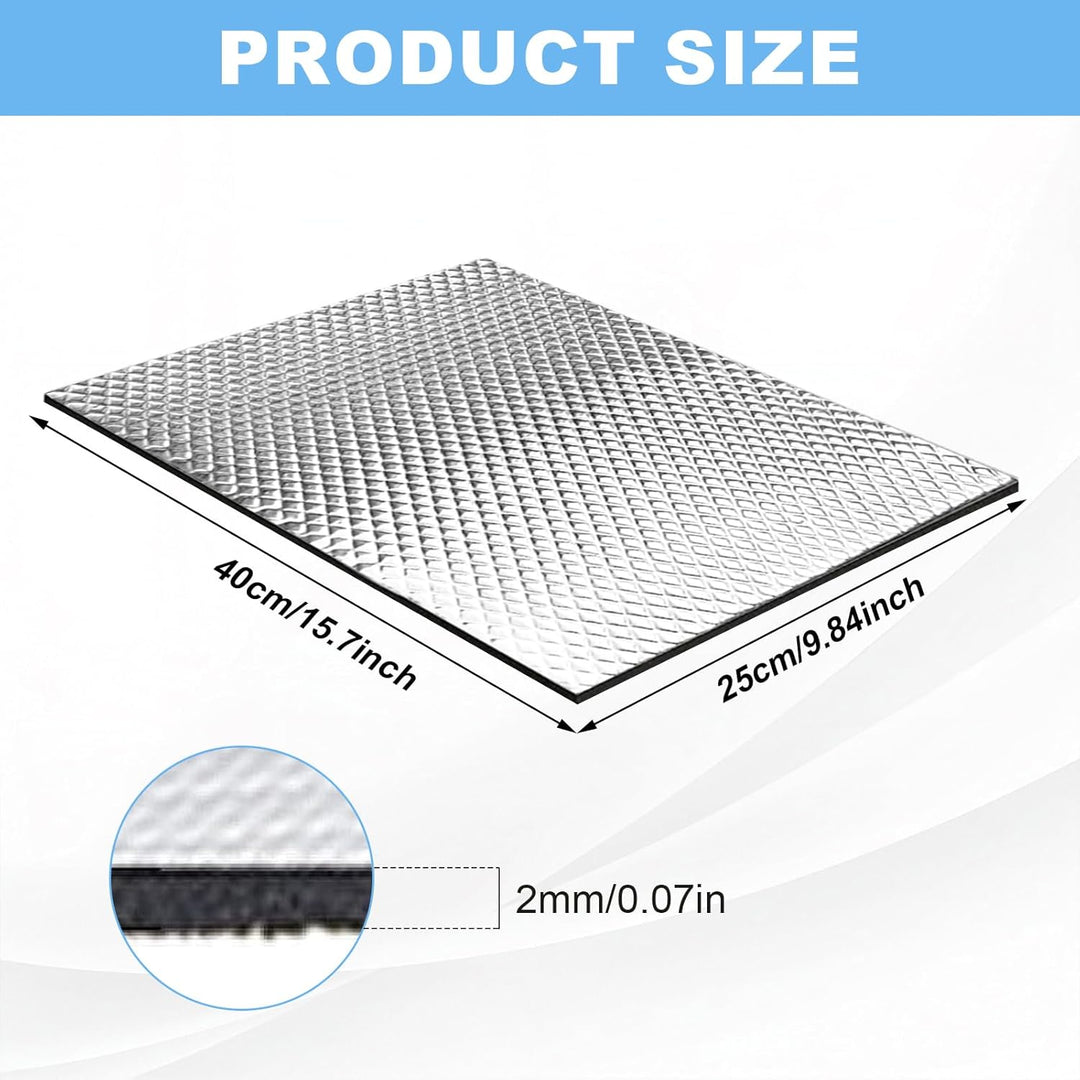 6 Stück Alubutyl selbstklebend, 2mm Dämmmatte selbstklebend - 45x25cm alubutyl Auto Dämmung & Schall