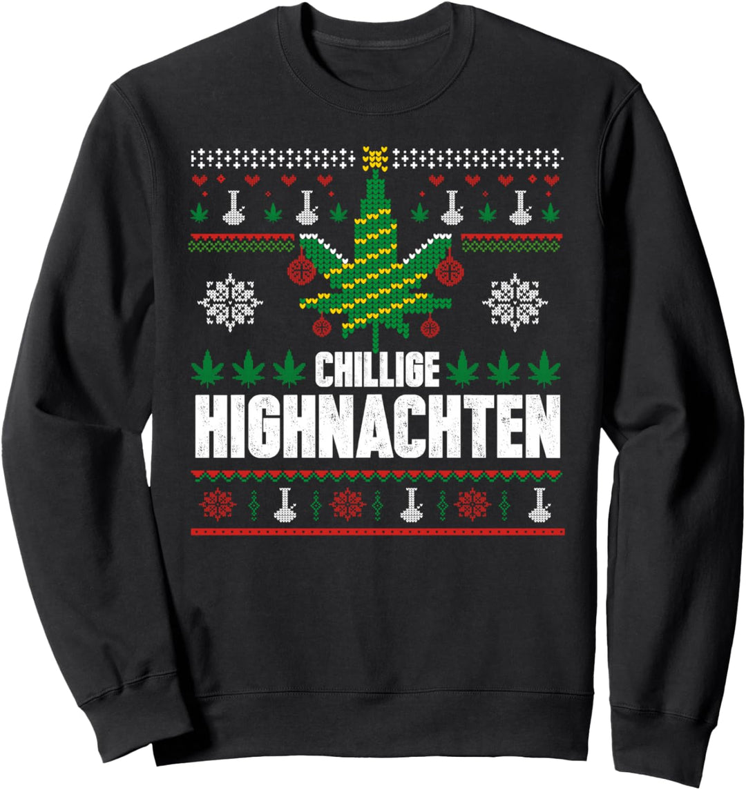 Ugly Christmas Frohe Highnachten Geschenk Weed Marihuana Sweatshirt