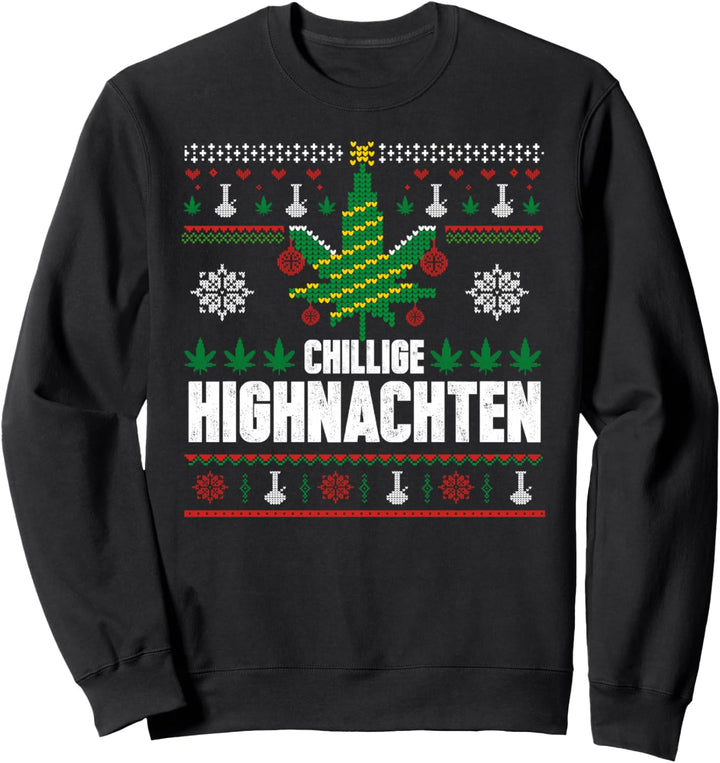 Ugly Christmas Frohe Highnachten Geschenk Weed Marihuana Sweatshirt