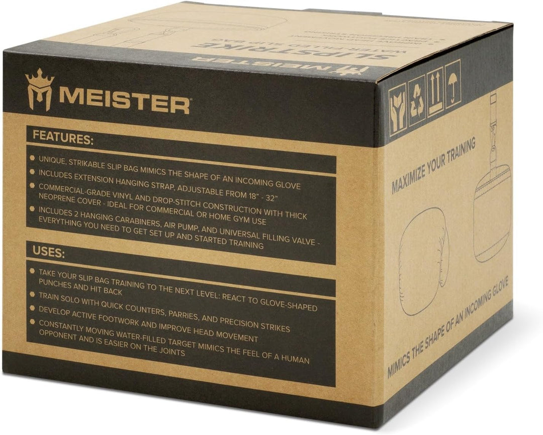 Meister SlipStrike Water-Filled Boxing Slip Bag w/Hanging Strap & Carabiners Schwarz 7" Durchmesser