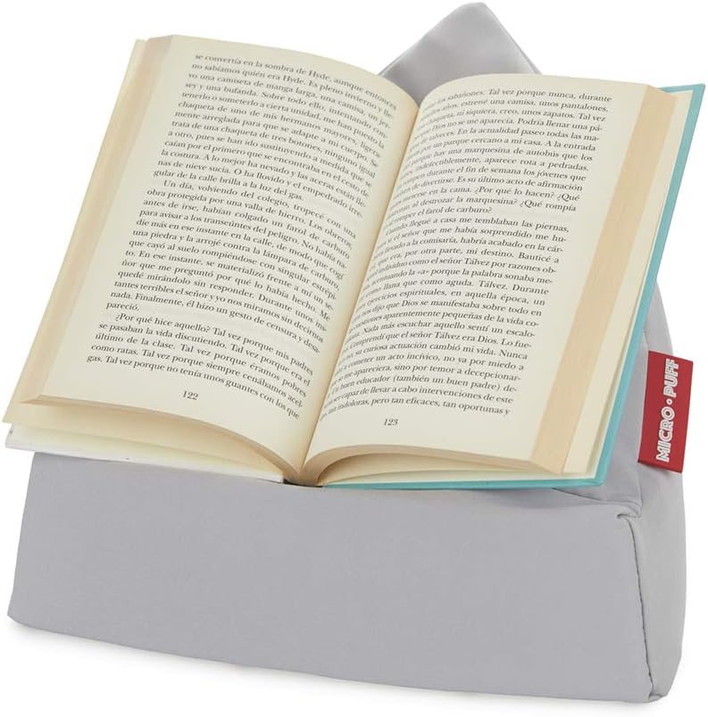 balvi Micro Puff Grau Farbe Kissen Tablette, Smartphone, E-Bücher Desenfundable Baumwolltasche Polye