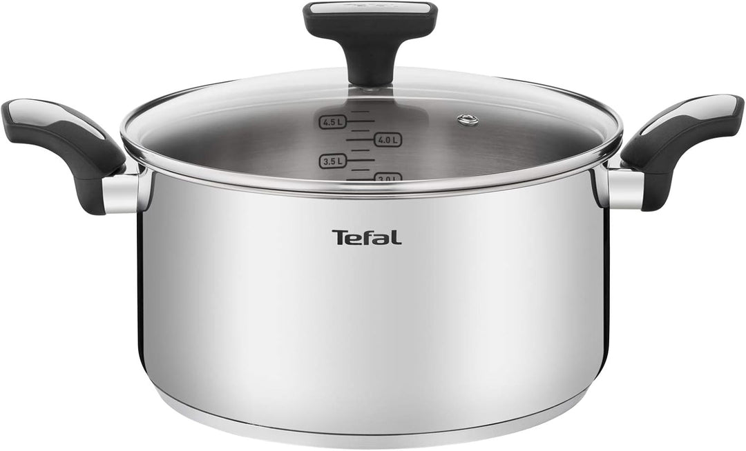 Tefal G6 Kochtopf 24 cm / 5,2 l + CV Edelstahl, E3014604, Cranberry, Kochtopf 24 cm