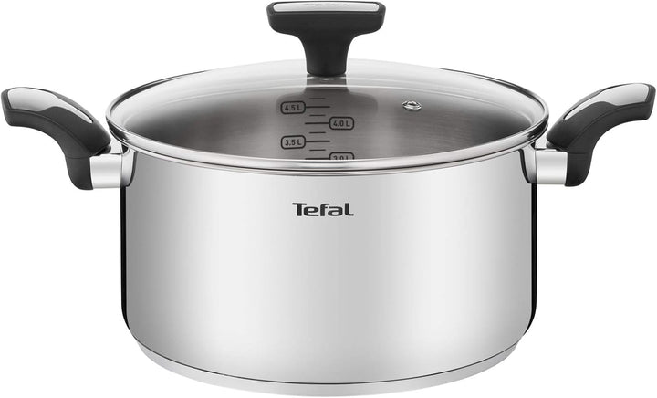 Tefal G6 Kochtopf 24 cm / 5,2 l + CV Edelstahl, E3014604, Cranberry, Kochtopf 24 cm