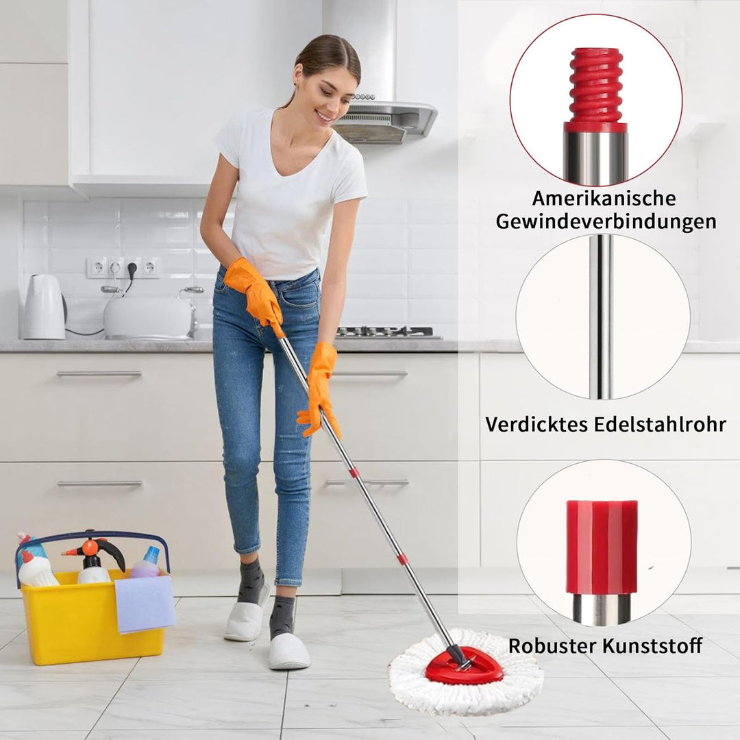 Spin Mop Set Kompatibel mit Vileda Turbo 2in1 EasyWring&Clean,1 Griff + 1 Base Grossartig für Wischm