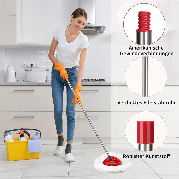 Spin Mop Set Kompatibel mit Vileda Turbo 2in1 EasyWring&Clean,1 Griff + 1 Base Grossartig für Wischm