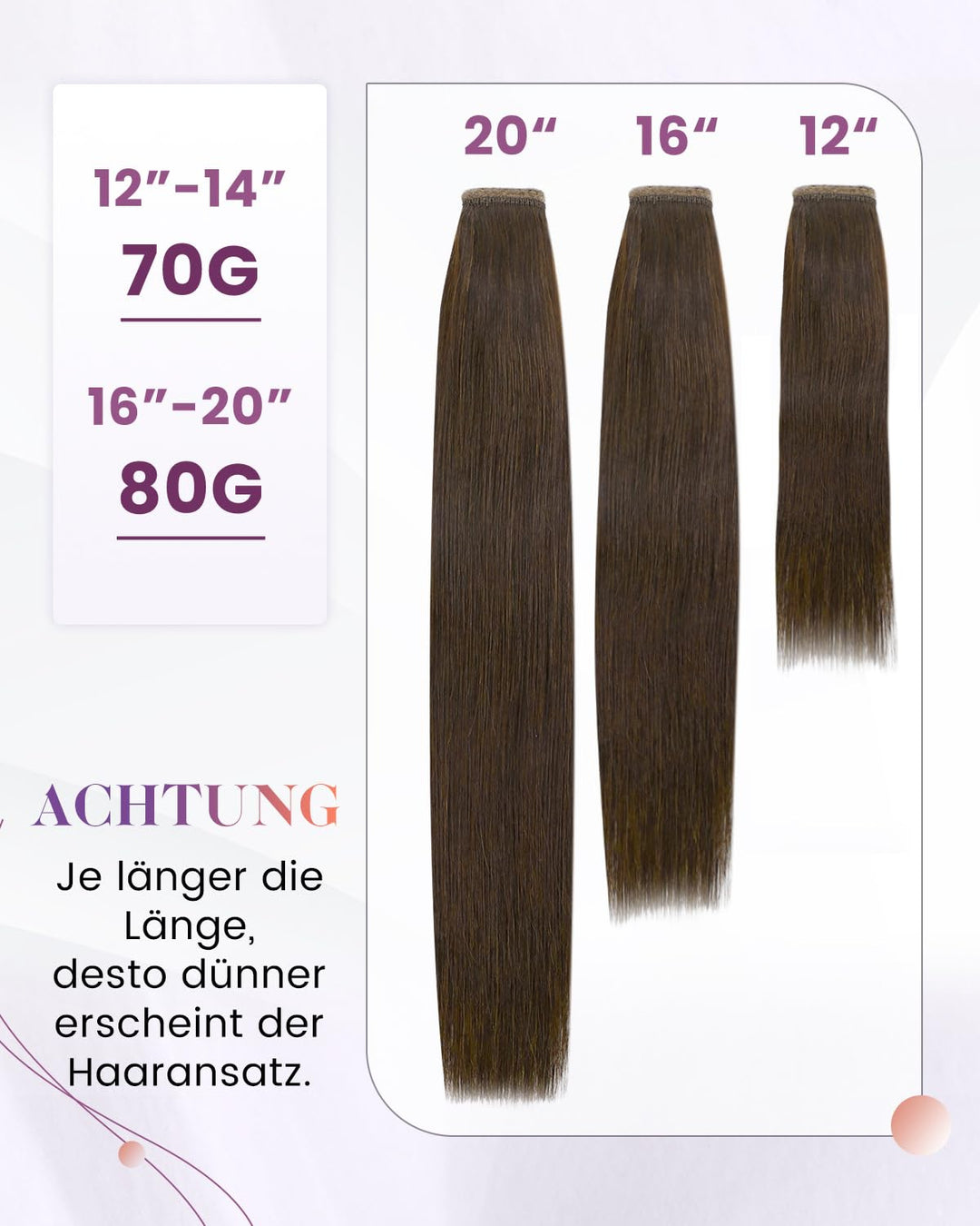LaaVoo Ponytail Echthaar Pferdeschwanz Braun 70g Short Zopf Extensions Echthaar Braun 30cm Glatt Pfe